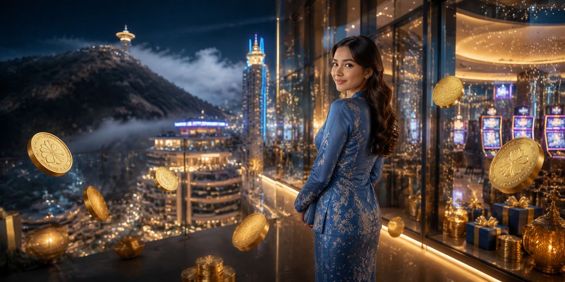 Latar kasino Genting Highlands dengan pemain berbusana tradisional